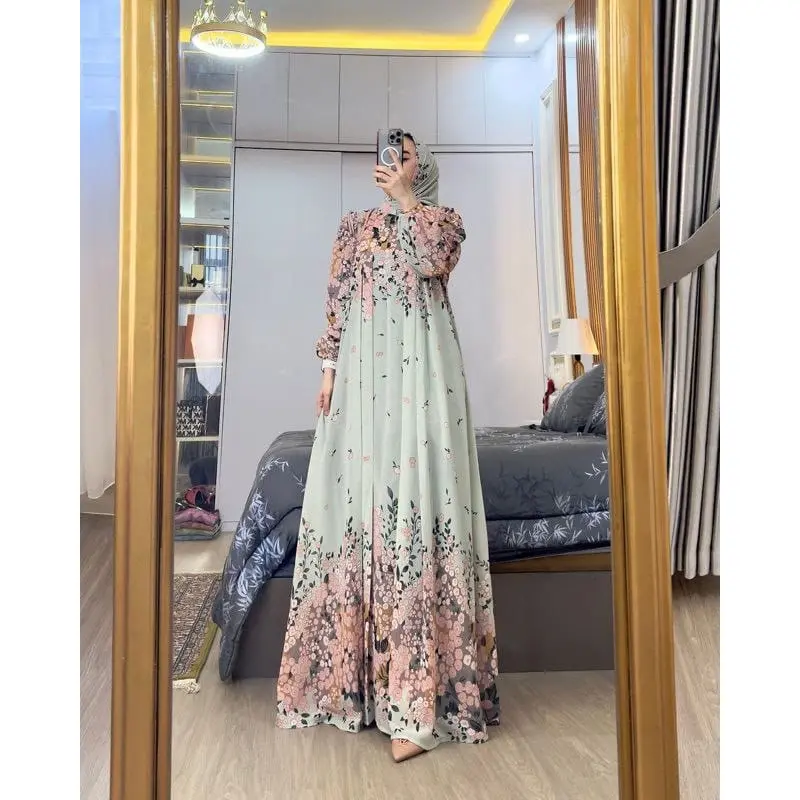 BatikAifa-Gamis Free Hijab Raya Busui Freandly Kancing Depan 8