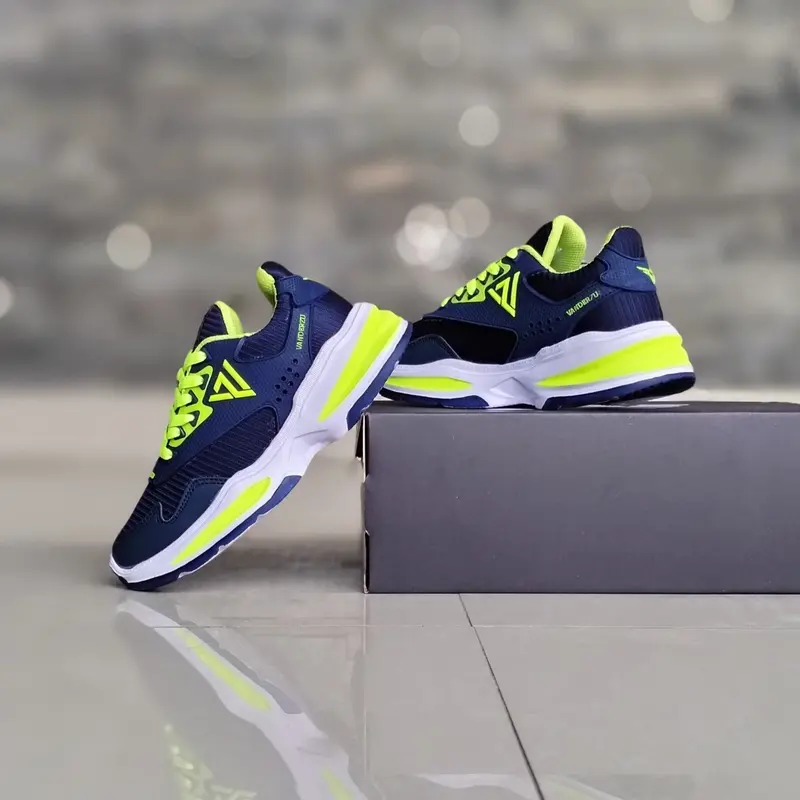 Vanderzu Srt Sepatu Sneaker Olahraga Lari Anak Laki - laki Perempuan Navy Lis Stabilo Outdoor Sport sepatu basket anak perempuan sepatu karbon synthetis premium venom black 2