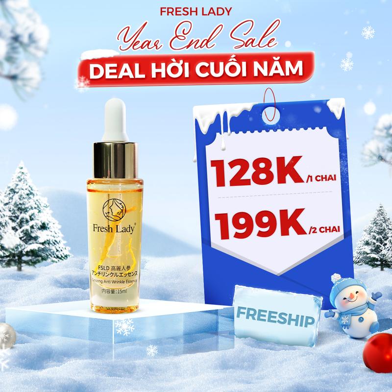 Serum Nhân Sâm Fresh Lady Hỗ Trợ Cải Thiện Nếp Nhăn Giúp Dưỡng Da Săn Chắc Hỗ Trợ Mờ Thâm Nám - 15ml