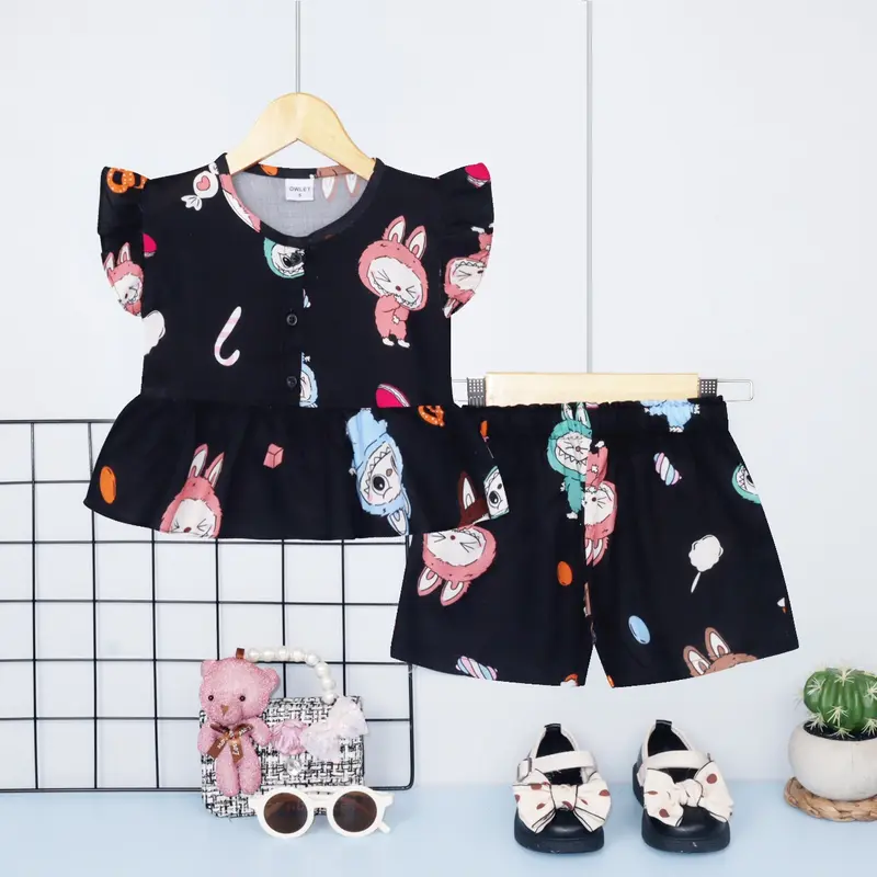 Owlet - setelan anak perempuan / setelan rayon anak / baju anak perempuan / rayon anak perempuan Fashion 3