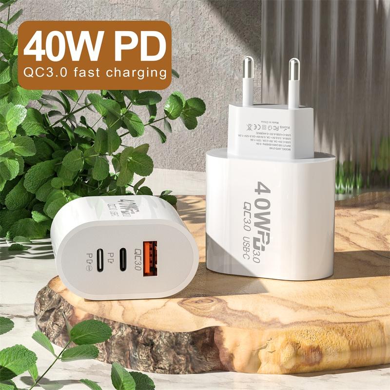 Bộ sạc USB C, Bộ sạc PD 40W, Sạc nhanh, Bộ sạc loại C, Sạc nhanh 3.0, Bộ Chuyển Đổi bộ sạc điện thoại, Tương thích với iPhone, Xiaomi, Samsung, Huawei, Oppo, Điện thoại Vivo Phụ Kiện 4