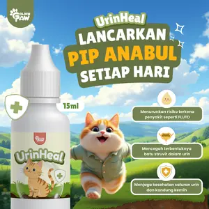 Golden Paw - UrinHeal 15ml Obat Tetes Susah Kencing Pipis Tidak Lancar batu Ginjal Kucing Anyang dan Infeksi pada Saluran Kemih dan
