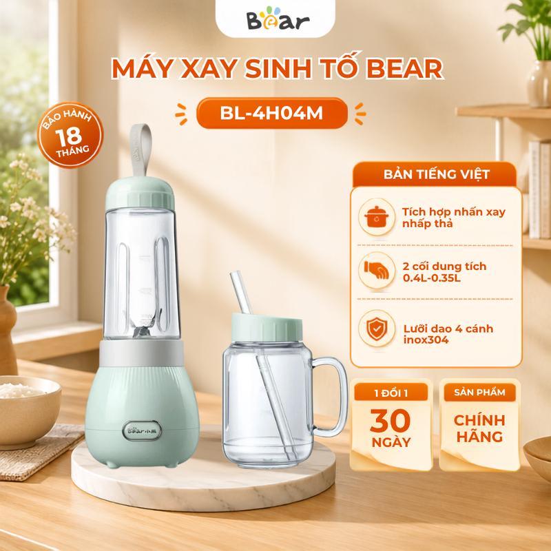 Máy Xay Sinh Tố Đa Năng Bear BL-4H04M , Công Suất 150W, Xay Hoa Quả/Sinh Tố,…