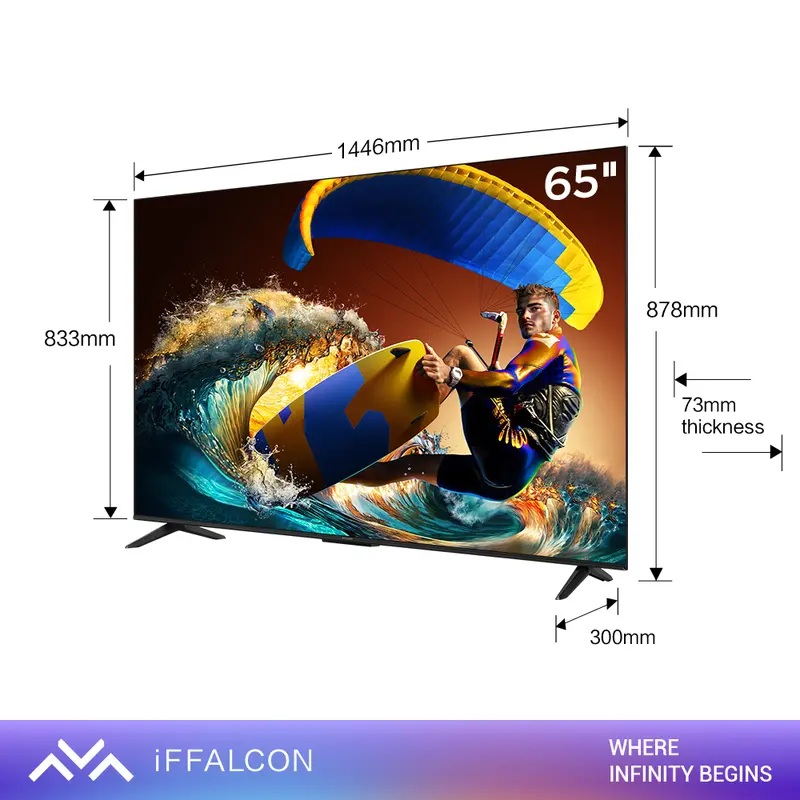 iFFALCON by TCL 65 inch U75 NEW Series Google TV (Android 12) Smart Digital - GAMING TV - 144Hz Native Refresh Rate - 288Hz VRR - AiPQ Pro Processor - Dolby Audio - Google Play/Netflix/YouTube/Disney+ Hotstar/Prime Video - WiFi/Bluetooth 8