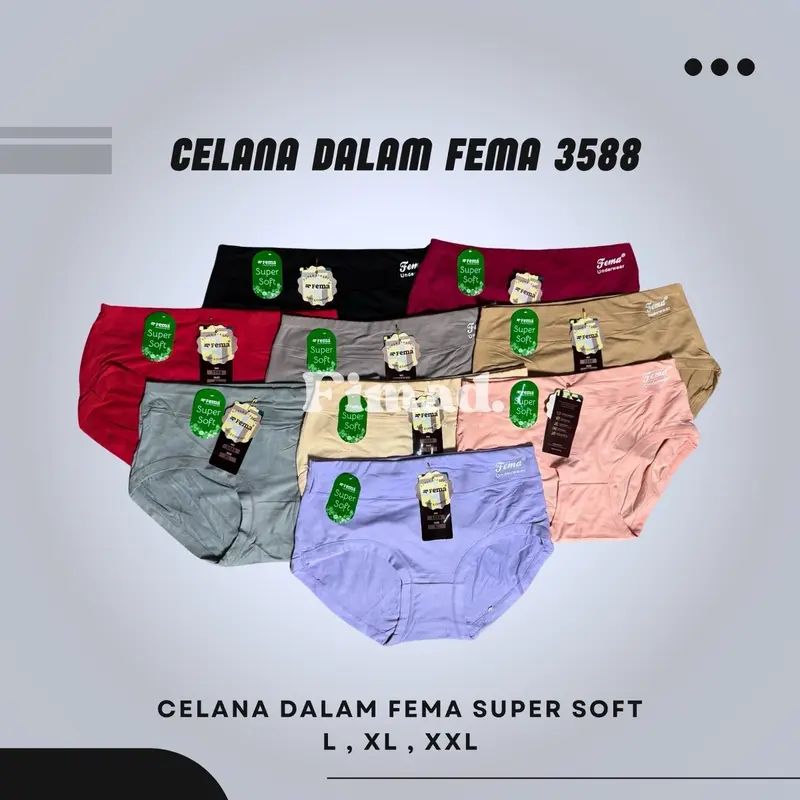 CELANA DALAM FEMA 3588 SUPER SOFT LEMBUT ISI 3 6 12  Wanita Dewasa Katun underwear  wanita 0