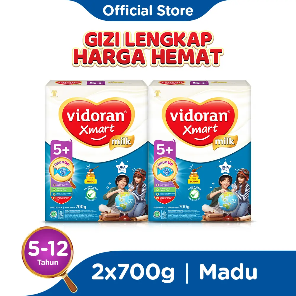 Vidoran Xmart 5+ Imun Up Susu Formula All Variant [700 g] / 2 pcs - Exp : 02.2026
