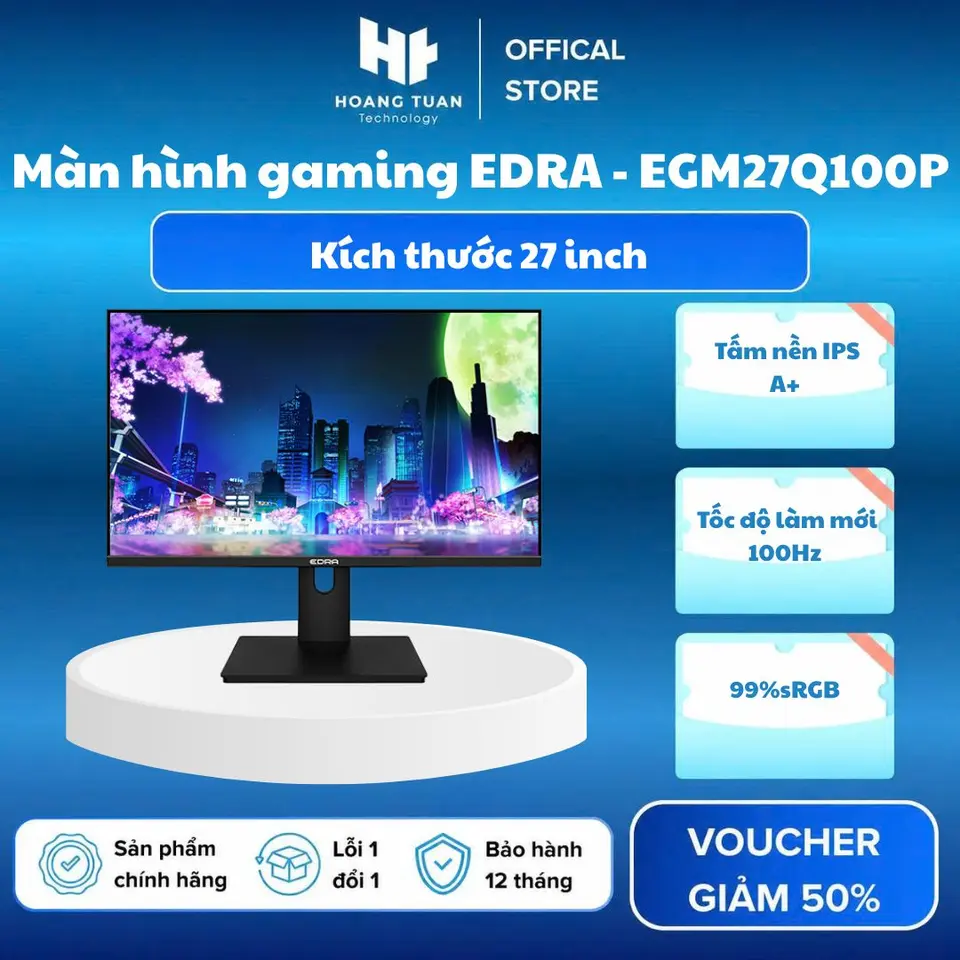 Màn hình gaming EDRA - EGM27Q100P độ phân giải QHD (2560x1440) - tốc độ làm mới 100Hz - thời gian đáp ứng 1ms MPRT
