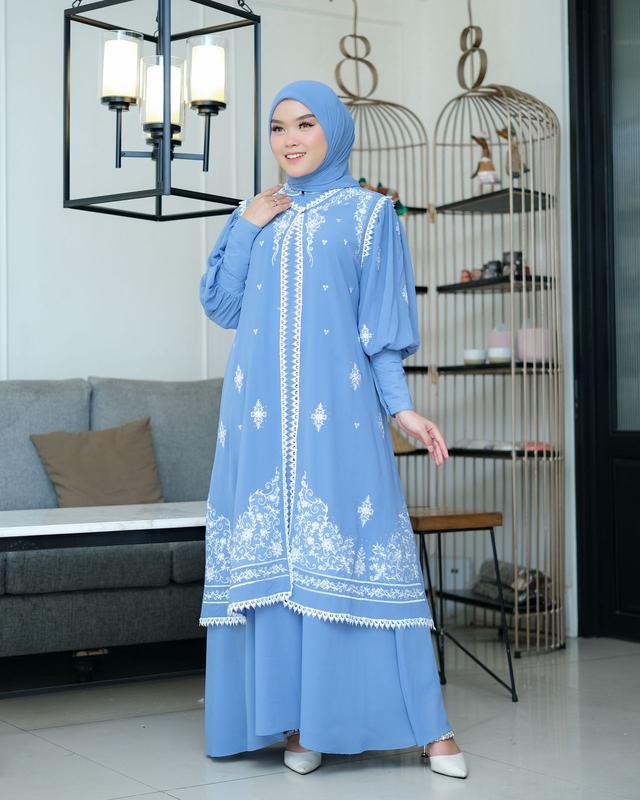 gamis ceurty outer mix bordir set hijab terbaru//dress wanita elegan mewah terlaris//gamis pesta termurah 5