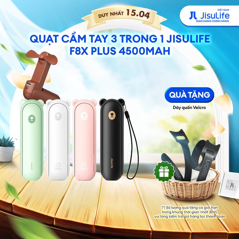 Quạt Cầm Tay 3 Trong 1 JISULIFE F8X Plus 4500mAh Tích Hợp Sạc Dự Phòng, Đèn Pin Siêu Sáng Chính Hãng - Bảo Hành 12 Tháng