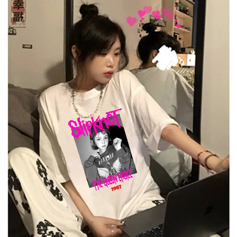 t shirt Nirvana 1987 Katun combed oversize lengan pendek Kaos retro car katun murni korean style wanita top 3