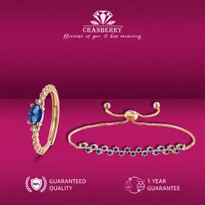 OS1-D262 Set Gelang dan Cincin Wanita Cranberry Jewelry Premium Lapis Emas 18k Anti Luntur Anti Berubah Warna Garansi 1 Tahun Resmi Size Adjustable Kualitas Grade Terbaru Aksesoris Perhiasan Cincin Nikah Permata VVS1 Elegan COD