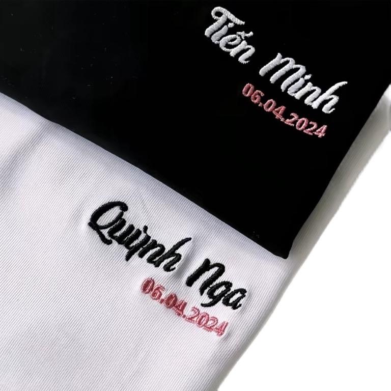 Áo Thun Thêu [Theo Yêu Cầu] Tên, Ngày Tháng Năm. Chữ Thêu Theo yêu Cầu Thun Cotton Nguyên Chất 270gsm. Dày Dặn Hình In Độc Đáo, Trẻ Trung