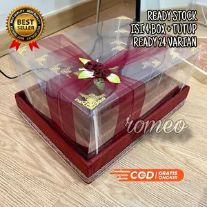1 set isi 4 Box Kotak Seserahan Hantaran Pernikahan Mika Plus Bunga Hias Flowers