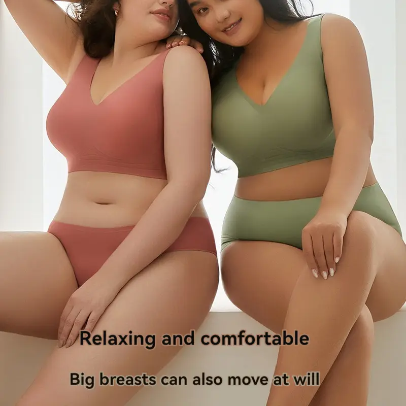 Fattening large fat MM200 pounds without trace comfortable large size underwear thin section of large breasts show small gathered large size bra Womenswear Women Lady Basic Everyday Minimalist