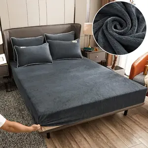 Winter Plush Elastic Fitted Sheet Double Bed Sheet Soft Warm Velvet Bedspread Mattress Cover Bed Linen Protector 90 150 160x200 - 200x220x25cm 1pc