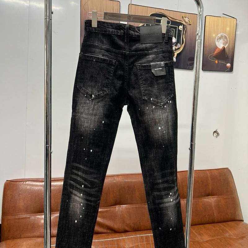 Quần jean bò nam D2 slimfit đen xám wash rách tua sợi lót vải vảy sơn phong cách boy... 6