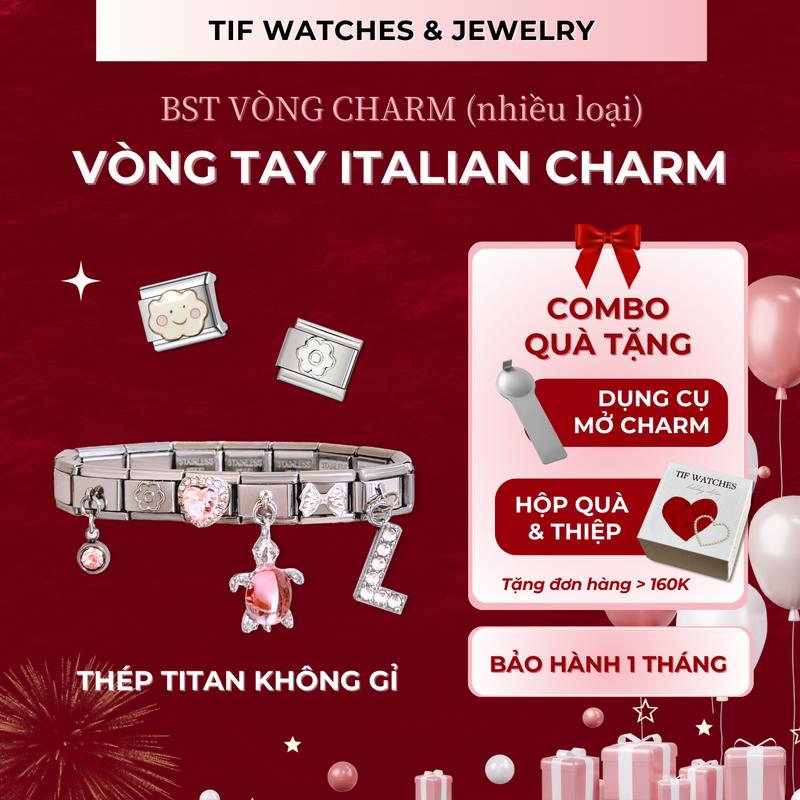 Vòng italian charm bracelet Tif Watches DIY Quyến Rũ Ý Fit 9mm Thép Không Gỉ Trang Sức Phụ Kiện Đeo Tay Y2K Vòng Anh Trai Say Hi
