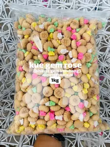 KUE GEM ROSE/BISKUIT GEM KEMBANG/KUE KANCING CEMILAN BISKUIT JADUL KUE MONAS 1KG 500GR 250GR