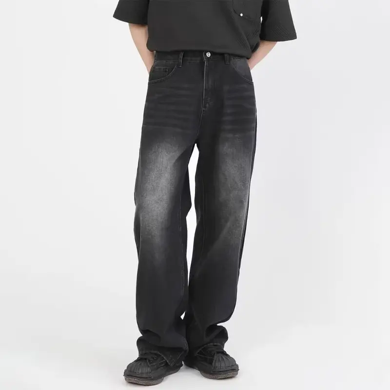 Celana Jeans Pria Baggy Pants Oversize Nyaman dan Murah Basic Denim Celana Skena Loose Panjang Santai Stretch Keren 13 Oz Denim Straight Loose Reguler Non Stretch Button Nikel Rivet Nikel Size 27-38 0