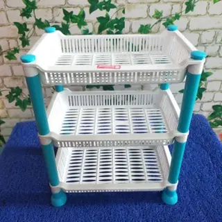 RAK PLASTIK 3 SUSUN SEGI PUTIH FLOWER / RAK KOSMETIK RAK DAPUR RAK BAWANG RAK MINI SERBAGUNA