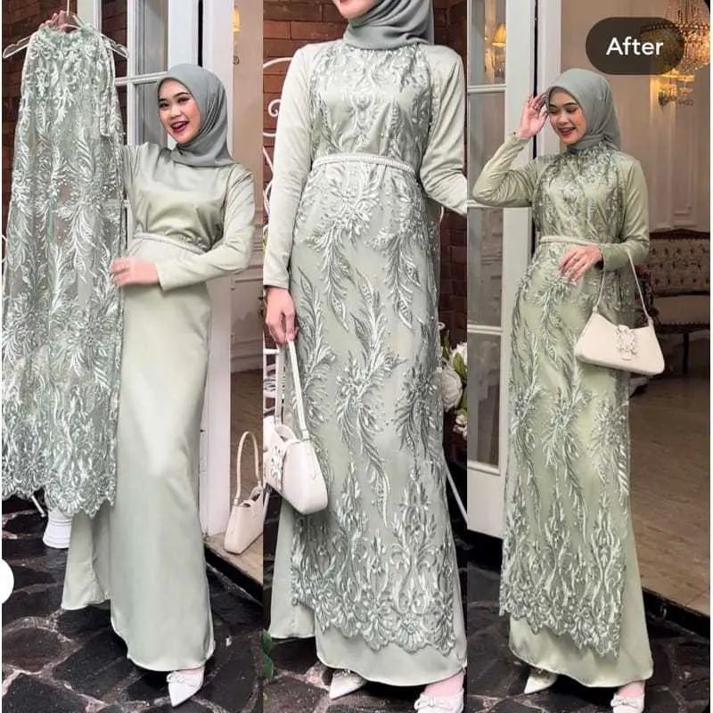 VANIRA DRESS 2IN1 DRESS PLUS OUTER BRUKAT FULL GAMIS PESTA KONDANGAN SERAGAMAN BRIDESMAID WISUDA