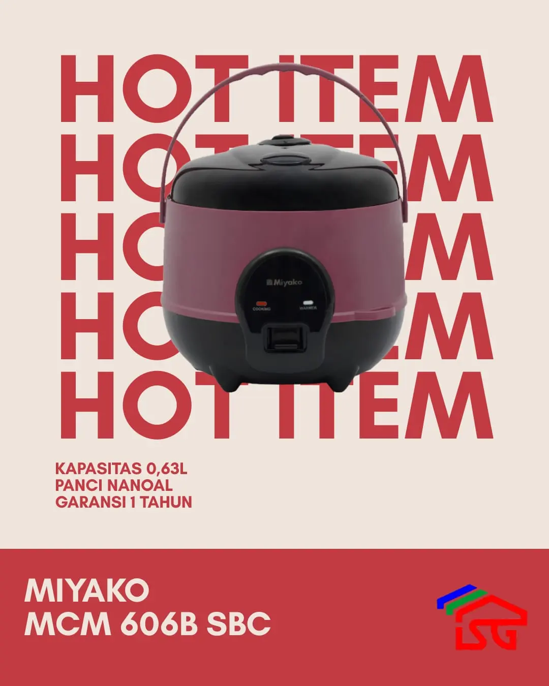BEST SELLER RICECOOKER MIYAKO 0,63L-1,2L GARANSI 1 TAHUN