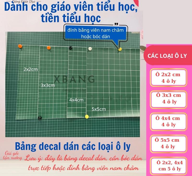 Đề can bảng xanh kẻ ô ly viết phấn, bảng trắng kẻ ô ly viết bút dạ cho bé học tập