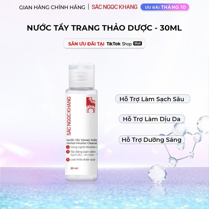 Nước Tẩy Trang Sắc Ngọc Khang 30ML [Size du lịch] - Hỗ Trợ Sáng Da Làm Sạch Dịu Nhẹ Hạn Chế Mụn Ẩn Skincare Làm Đẹp Da