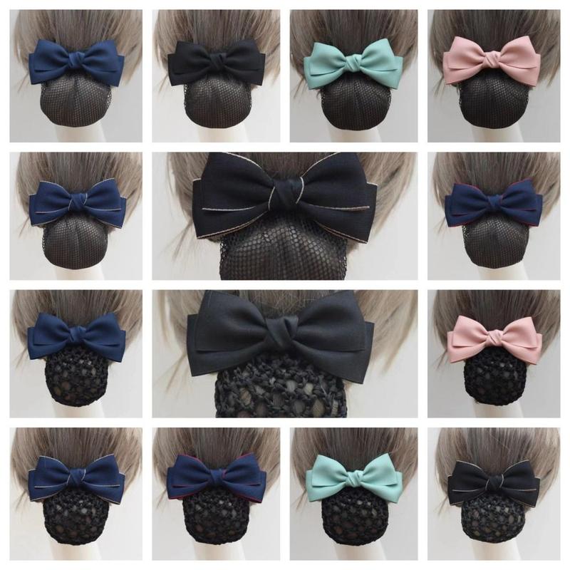 Elegant Ribbon Bowknot Spring Clip Headwear Korean Style Hair Net Cover Hair Accessories Hairpin Bun Snood Nurse 3