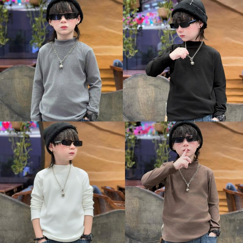  | Tiến Yến Kids | Áo giữ nhiệt cổ lọ bé trai form suông AGN01 – chất co giãn nhẹ tay dài ôm dáng ấm vừa  Size từ 12–45kg 