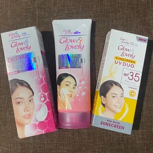 ￼PAKET GLOW & LOVELY + SUNSCREEN Facial Perawatan Wajah Waterproof Pelembab Cleanser Muka Facialwash Pencerah