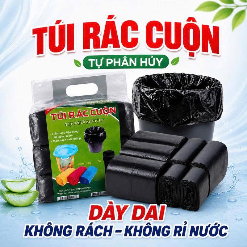 3 cuộn (1 bịch) túi đựng rác đen kích thước 55x65cm, có khả năng tự phân huỷ, thân thiện với môi trường - đa năng