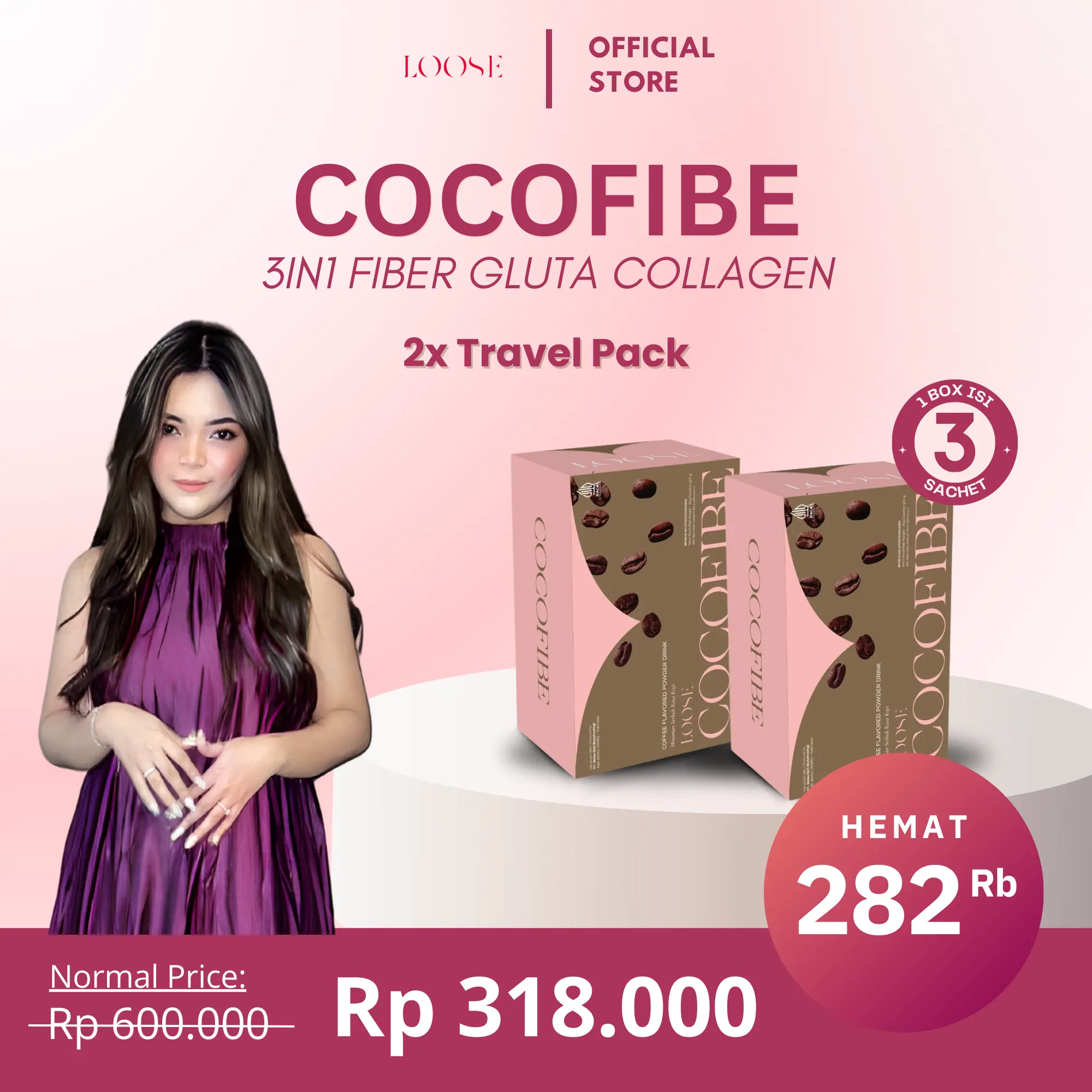 [DAPAT 2] COCOFIBE Travel Pack Minuman Rasa Kopi - Loose Beauty