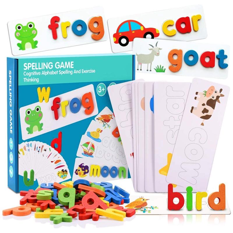 Montessori Wooden Toys Spelling Games Early Learning Spelling & Phonics Toys Learning Letter Alphabet Puzzle