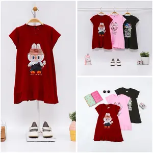 Dress Anak usia 1-9 tahun Labubu dress ruffle anak rok anak dress anak perempuan katun kombed 24s baju anak cewek 0–6