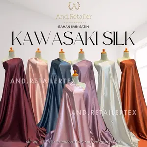 Harga 0,5m (setengah meter) Bahan Kain Satin Kawasaki Silk Berbagai Warna Bahan Mengkilap Tebal Cocok untuk Gaun Pesta Baju Kurung dll