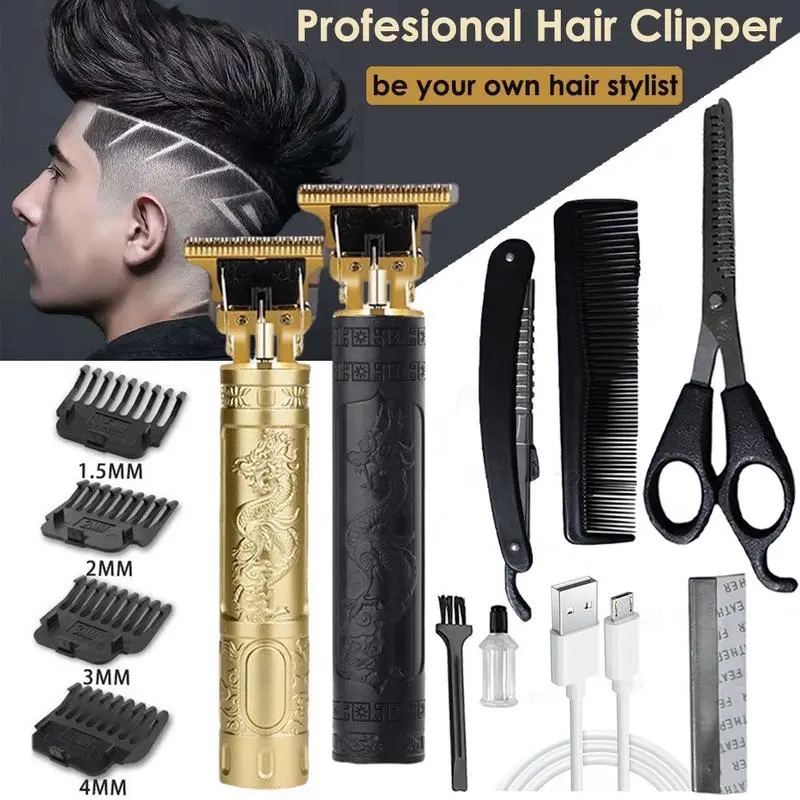 Pencukur Elektrik Profesional untuk Rambut, Jenggot, dan Kumis dengan Charger Portabel