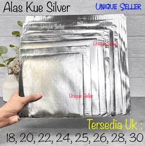 Alas Tatakan Kue Tart Kotak Silver Uk 18 20 22 24 26 28 30
