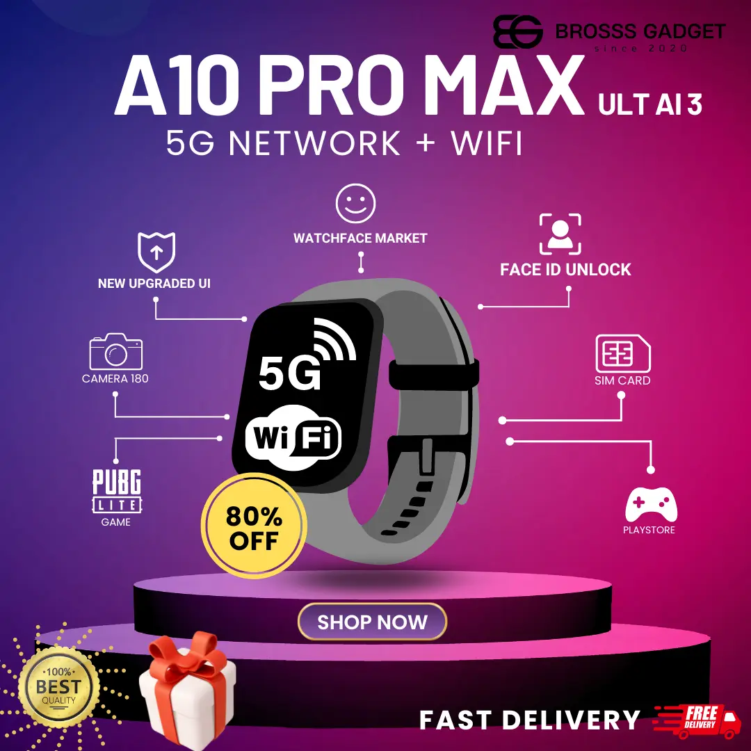 [LATEST 2024] A10 PRO MAX SUPER AMOLED HD SMART WATCH (NEW FUNCTION : NEW UPGRADED UI, WATCHFACE MARKET, FACE ID UNLOCK, SIMCARD 5G NETWORK, PLAYSTORE, CAMERA 180-DEGREE, GAME PUBG & ML, WIFI, )