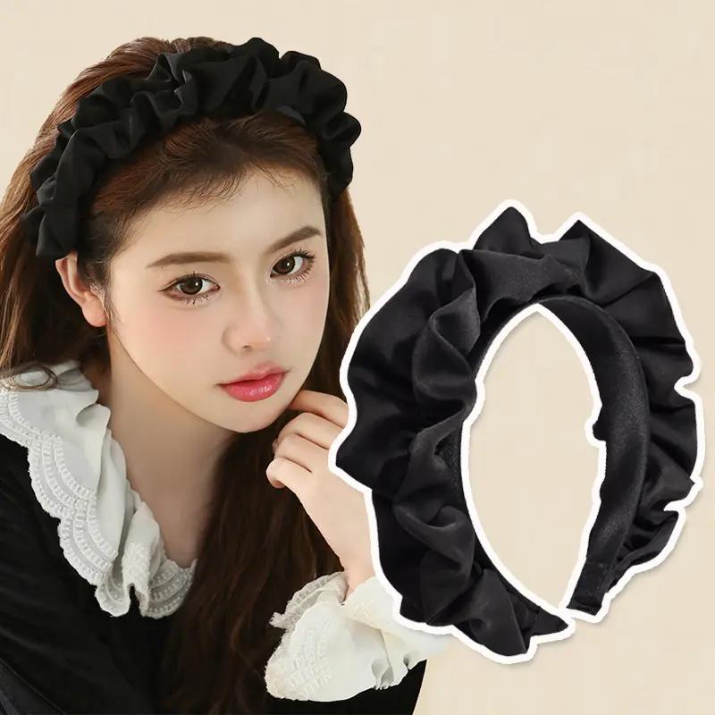 Product Introduction of Băng Đô Xếp Ly Rộng Cho Nữ, Màu Trơn Thời Trang, Làm Bằng Vải Satin, Mềm Mại, Phong Cách Cổ Điển Mũ Cài Tóc, Phụ Kiện Tóc 13