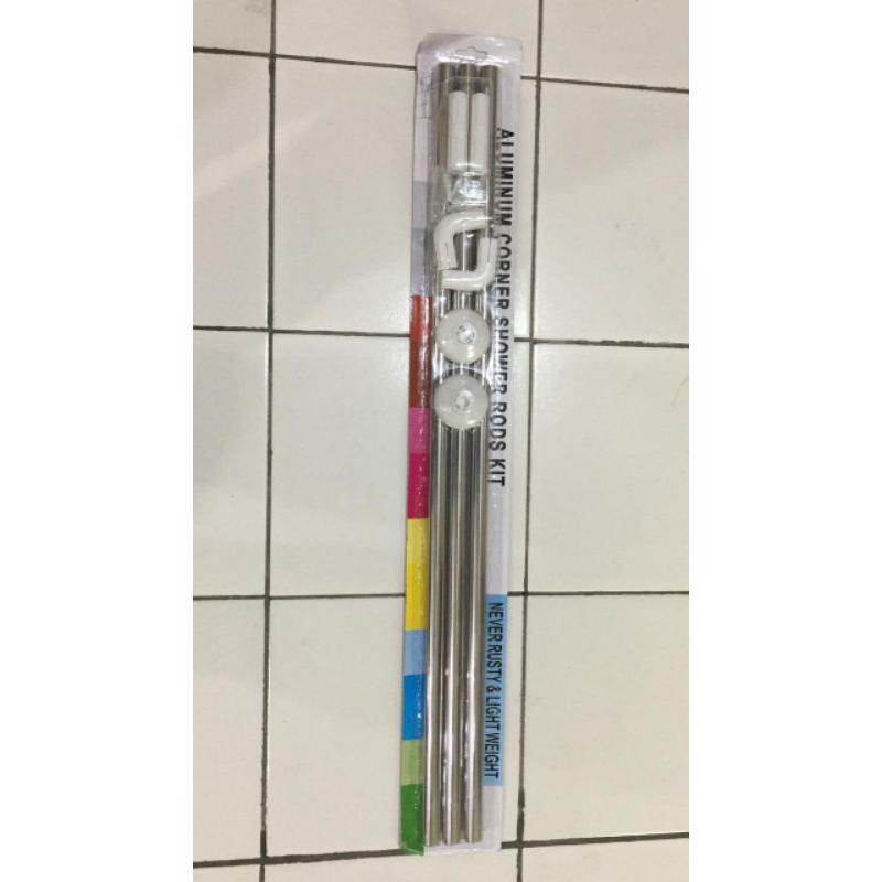 Tiang Shower Curtain / Tiang Tirai Kamar Mandi 3 in 1 bisa bentuk U / L / Lurus Stainless 6