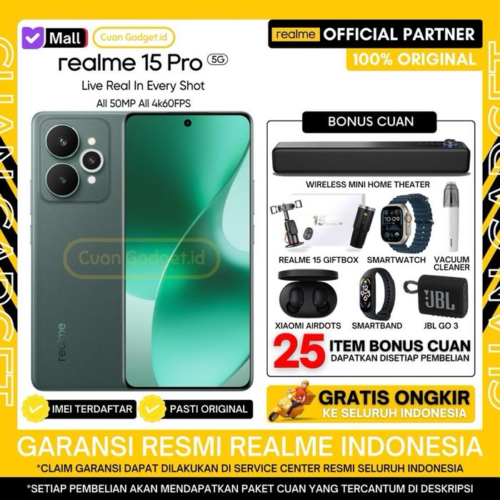 Gambar REALME 15 PRO 5G 12/512 REALME 15PRO 5G 12/256 REALME15 PRO 5G 12/512 GARANSI RESMI INDONESIA - 12/256 GREEN, TANPA BONUS dari Cuan Gadget.id Kota Bekasi Tokopedia