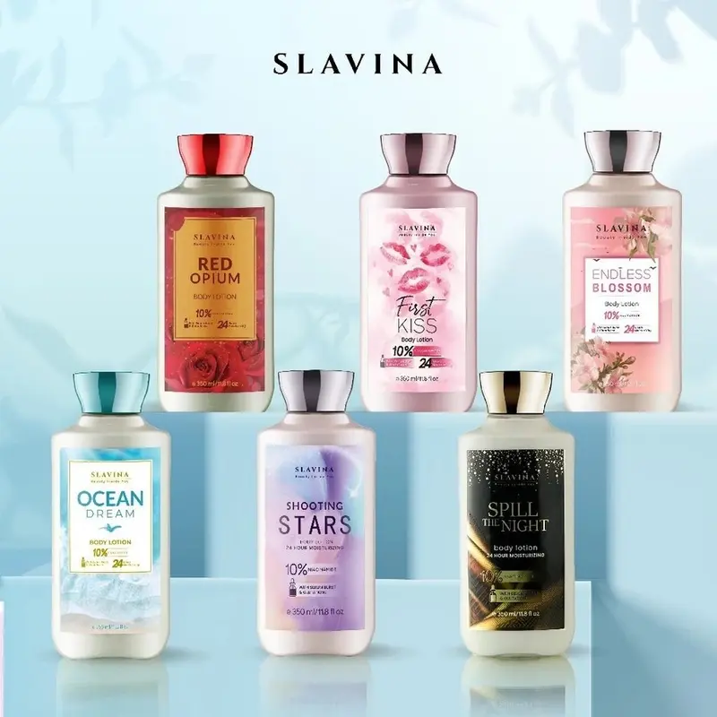 SLAVINA Body Lotion /Body Wash 350ml Mencerahkan Tubuh Tangan Vanila Perawatan 0