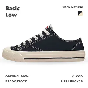 Ventela Basic Low Black Natural Casual Shoes Sneaker Sneakers Hitam
