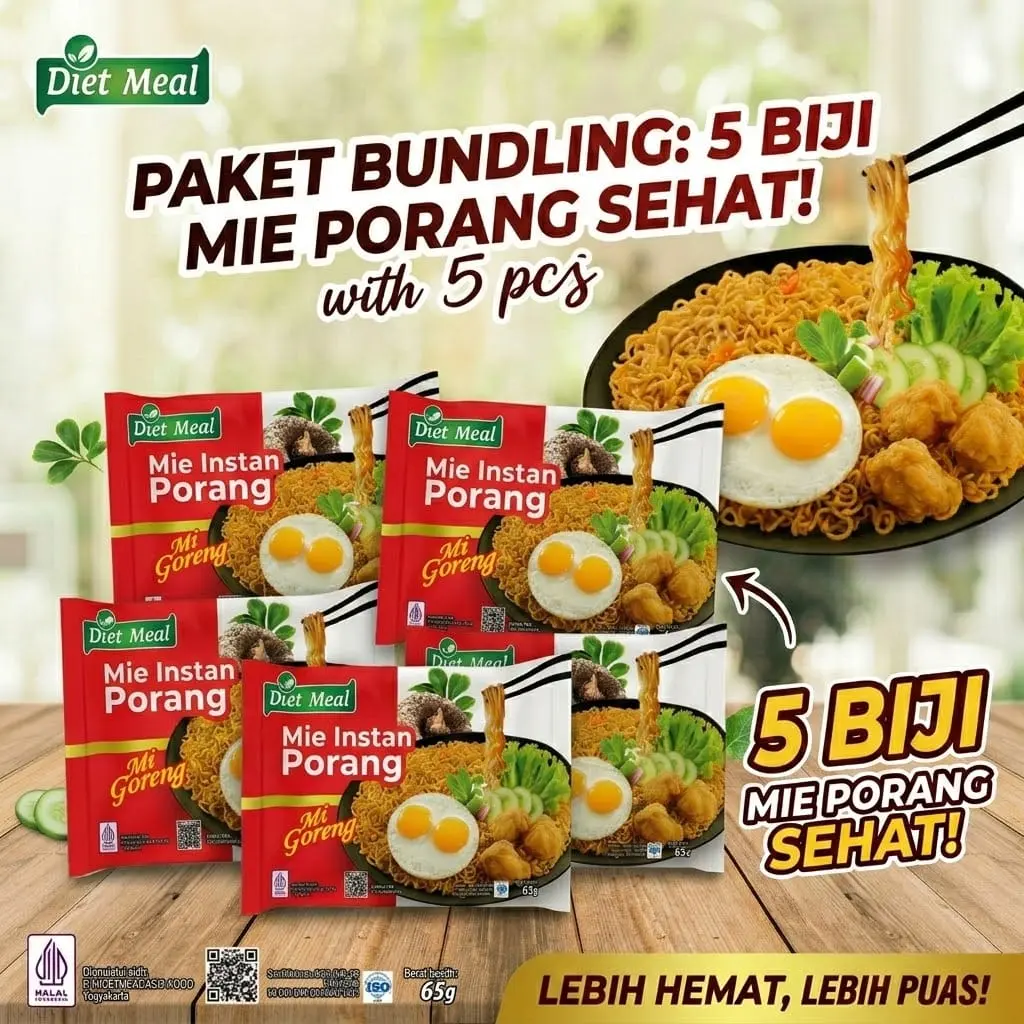 [ 5 Bji ] Mie Porang Ditmeal Shirataki rasa GORENG Bundling 5 Biji