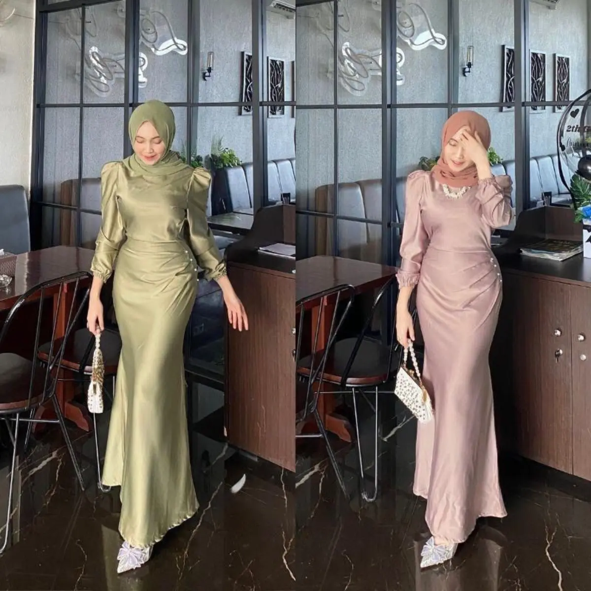 Elora Dress by Sendiko Gamis Satin Silk Premium Baju Fashion Wanita Kondangan Wisuda Couple Muslimah Gamis Lebaran Bridesmaid Wedding Pesta Slim Body Fit Kekinian Duyung Mermaid Dress Remaja Kekinian Gamis Kondangan Gaun Velvet