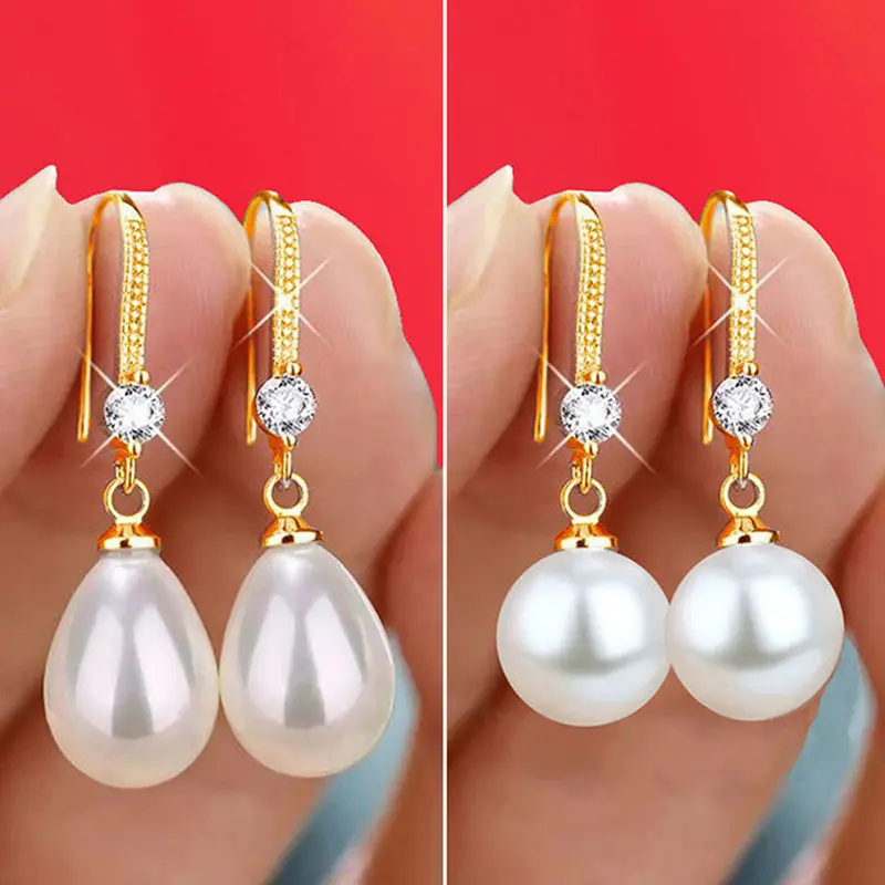 Bông Tai Hình Giọt Nước Cho Nữ, Trang Sức, Đỏ, Trắng, Tròn, Hình Bầu Dục, Đám Cưới, Engaent, Quà Tặng Ngày Lễ Tình Nhân