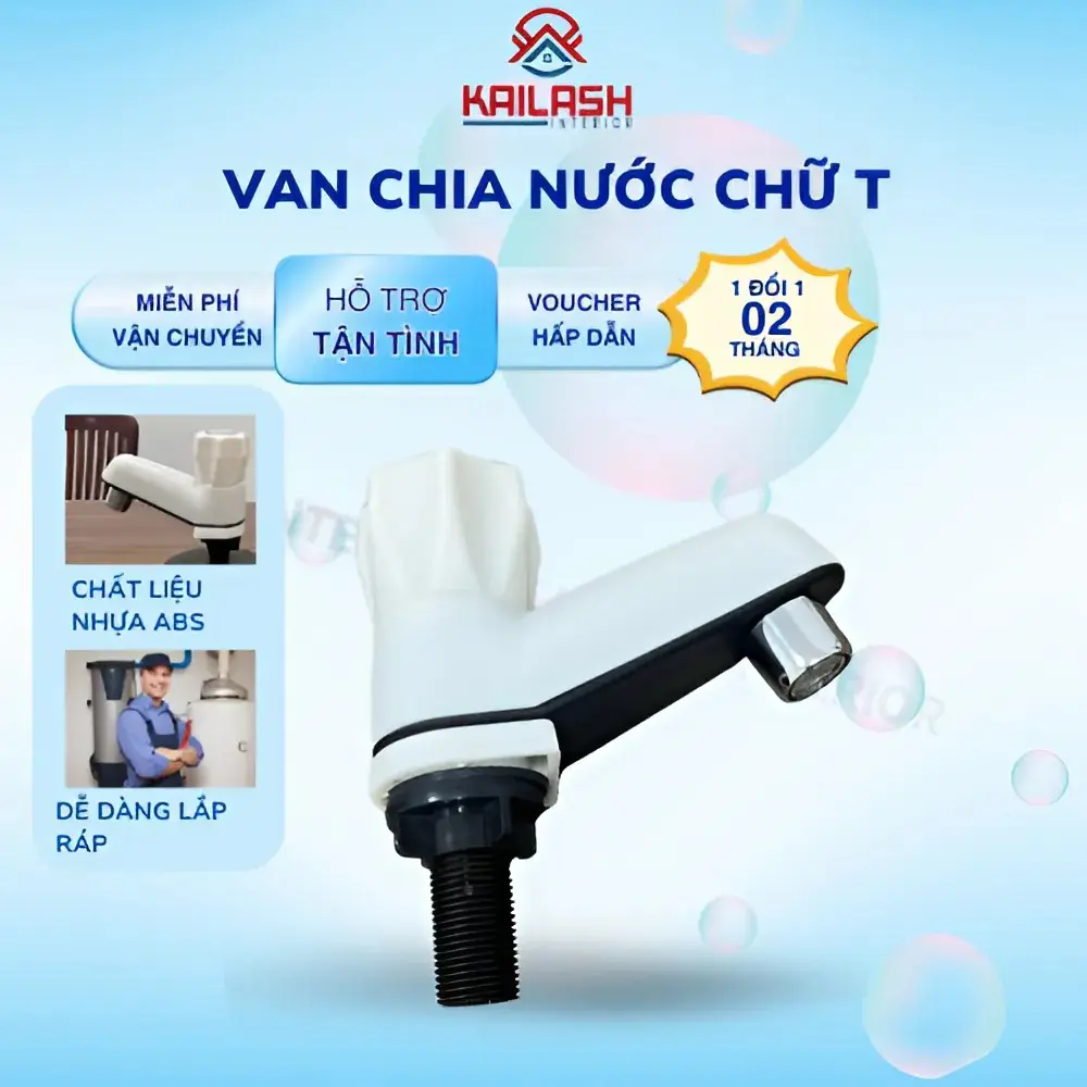Vòi lavabo nhựa abs trắng đen, vòi nước lạnh chịu được nước phèn 1 đổi 1 trong 2 tháng - KAILASH INTERIOR