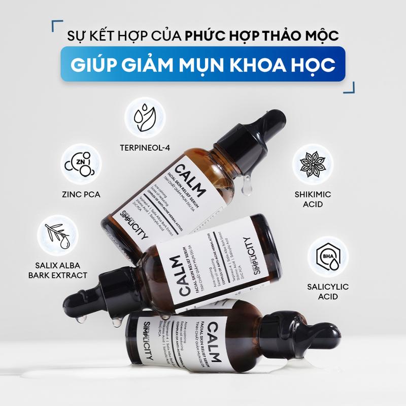TOP Combo Acne Trio chăm da dầu mụn cho nam Men Stay Simplicity: Sữa rửa mặt 100g, Serum Calm 30ml, Kem dưỡng ẩm 80g