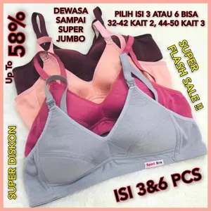PAKET (ISI 6) BRA SPORT DEWASA SAMPAI SUPER JUMBO, BB 40-125 Kg